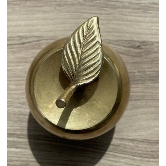 Vintage Brass Apple Shaped Bell With Leaf And Stem - Picture 2 of 12